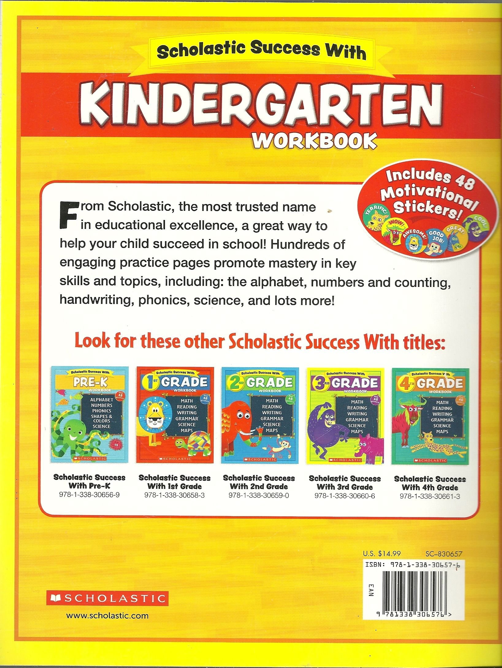 Scholastic NEW 2018 Edition Pre-K Workbook with Motivational